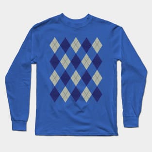 Gray and Blue Argyle Long Sleeve T-Shirt